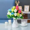 Fornecimento Direto da Fábrica flor artificial 6 garfos 6 cabeças rosa botão de flor falsa adereços de fotografia de casamento flor falsa de cabo pequeno flor de seda