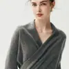 Suéter de Cachemira Otoño Invierno Mujer Nuevo Estilo Francés Cuello en V Cruzado Suéter de Punto con Temperamento Moda Tejido Retro Ropa de Mujer Prenda Base Superior
