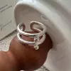 Anillo S925 Plata de Ley Estilo Coreano Diseño de Nicho Retro Doble Capa Simple Anillo Retro Estilo Coreano Industria Pesada