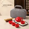 Tetera Kiln Ding Xi Shi Set de Té de Viaje Portátil para Exteriores Venta al por Mayor Recuerdo de Negocio Una Tetera Cuatro Tazas Bandeja de Té Regalo