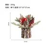 Venta al por mayor de fabricantes, Plantas artificiales de escritorio navideñas en maceta, Ramas de cedro rociadas con bayas rojas y piñas, Adornos de decoración de escritorio navideño