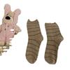 Calcetines Huhu de leche a rayas multicolor finos para rizar a media pantorrilla otoño e invierno calcetines japoneses suaves calcetines de felpa para mujer estudiante venta al por mayor
