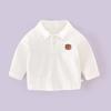 Nueva Camisa Polo de Terciopelo Suave para Niños Otoño Camiseta Blanca de Manga Larga Estilo Coreano para Niños Camisa Básica de Algodón con Cuello
