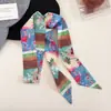 Pañuelo de Seda Estrecho Largo Floral Vintage, Diadema para el Cabello para Mujer, Elástico Elegante para el Cabello, Accesorio para el Cabello de Cinta, Diadema, Tocado, Cinta