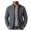 Amazon Transfronterizo Otoño e Invierno Suéter Cardigan de Cuello Alto para Hombre Chaqueta Gruesa Cálida con Forro Polar Estilo Europeo y Americano Prendas de Punto Ropa de Abrigo