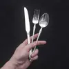 Conjunto de Talheres Ocidentais de Aço Inoxidável 410: Faca, Garfo e Colher de Mesa, Talheres de Hotel para Comida Ocidental, Faca de Bife, Garfo, Colher de Sopa, Colher de Café de Restaurante, Colher de Sorvete