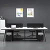 Combinação de Mesa e Cadeira para Escritório de Equipe Mesa para 4 Pessoas Mobiliário de Escritório Simples Moderno Mesa para Escritório de Equipe