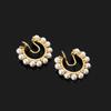 EH456 Aretes de Perlas Vintage de Lujo Ligero Aretes de Botón Aretes Franceses Plato Integrado para Incienso de Mosquitos Clip para la Oreja Agujeros Redondos para la Oreja