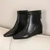 Botines de Cuña con Punta Cuadrada y Cierre Trasero para Mujer Otoño Versátiles Elásticos Adelgazantes Botines Cortos Botas Chelsea para Mujer