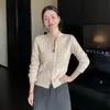 Cárdigan de Punto Grueso de Cable de Cachemira para Otoño e Invierno para Mujer con Cuello Alto, Doble Cremallera, Abrigo Corto Grueso