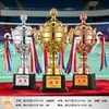 Trofeos de cristal hechos a medida para competiciones de bádminton, premios y recuerdos personalizados para campeones de eventos deportivos individuales y de dobles