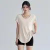 Ropa deportiva casual para yoga para mujer, top deportivo de manga corta de secado rápido para correr en verano, talla extra, camiseta de cobertura para Pilates
