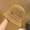 Sombrero de Pescador para Mujer, Sombrero de Cubo de Punto Calado Colorido de Verano, Sombrero de Sol Versátil a la Moda, Sombrero de Paja para Viajes al Aire Libre