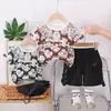 Traje de pantalón de grúa de manga corta para niño, estilo occidental, ropa de verano para bebé, dos piezas