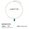 Chapado en latón con oro real de 18 quilates, estilo de lujo ligero, collar con cadena para clavícula y colgante cuadrado incrustado de circonita para mujer, versátil y de nicho, lujo ligero