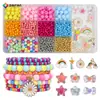 Kit de materiais DIY para pulseira com contas de cores de macaron, caixa com 13 compartimentos, conjunto transfronteiriço de contas para pulseira infantil