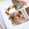 Pulsera de Árbol de Navidad con Muleta de Santa Claus Transfronteriza Europea y Americana Nueva Pulsera de Árbol de Navidad para Mujer Versátil Sencilla Pulsera de Navidad