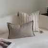 Almofada Estilo Wabi-Sabi Moderno, Decoração Suave para Pousadas e B&Bs, Almofada de Algodão e Linho, Almofada Cor Caramelo, Almofada para Quarto Modelo Estilo Meio do Século, Almofada Lombar
