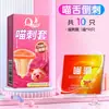 Condones Q-Point Ultra-Delgados Cero Sensación Condones de Partículas Retardantes Venta al por Mayor Distribución Transfronteriza Condones de Larga Duración con Forma de Corazón de Una Mano