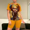 2026 Nuevo Conjunto de Manga Corta y Shorts Estilo Europeo y Americano Impreso en 3D para Mujer, Conjunto Casual de Dos Piezas de Moda de Verano, Estilo Transfronterizo de Moda