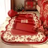 Manta de Cabecera para Boda Personaje Feliz Rojo Felpudo Decoración de Habitación de Boda Felpudo para Pies en la Base de la Cama Alfombra Festiva para la Entrada de la Boda