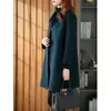 Elegante abrigo de cachemira de doble cara para mujer, de longitud media, corte holgado, que estiliza la figura, color liso, abotonado, con solapas, abrigo de lana para otoño e invierno, transfronterizo