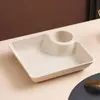 Prato de Dumpling para Restaurante com Pratinho para Vinagre, Prato Quadrado de Plástico para Jantar, Prato Compartimentado para Sushi e Batatas Fritas, Louça, Bandeja para Lanches Venda por Atacado