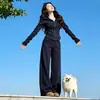Conjunto de dos piezas de sudadera con capucha estilo europeo y pantalones de pierna ancha, nueva colección otoño/invierno 2026, conjunto de moda coreana de alta gama, moderno