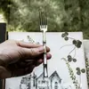 Juego de Cuchillo y Tenedor para Bistec de Acero Inoxidable 18/10 con Diseño de Nudo de Bambú, Cuchillo, Tenedor y Cuchara con Relieve Retro, Vajilla Occidental de Hotel y Restaurante de Alta Gama