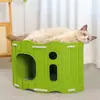 Ninho de Gato Multicamadas, Arranhador para Gatos, Ninho de Dormir Seguro Fechado Integrado, Árvore de Feltro Resistente a Arranhões e Desgaste, Ninho de Gato em Formato de Buraco de Árvore para Todas as Estações