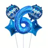 Set de Globos Azules de Papel de Aluminio Digitales de 32 pulgadas para Fiesta de Cumpleaños, Accesorios para Fotos, Suministros