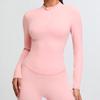 Outono e inverno meio zíper yoga roupas manga comprida feminino profissional corrida treinamento esportes topo camiseta cintura elástica fitness roupas