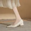 Jin Gang CG3001 Zapatos de Salón de Tacón Grueso Puntiagudos de Charol de una Sola Capa para Mujer 2024 Nuevos de Primavera y Otoño Sexy de Tacón Bajo Versátiles de Boca Baja Zapatos para Mujer