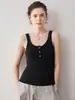 Suéter de cachemira de bebé para mujer, elegante y sencillo, de botones verticales, cuello redondo, top de punto ajustado, perfecto como capa base