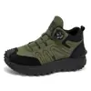 Sapatos masculinos de sola grossa com botões giratórios, sapatos de trilha outdoor estilosos, sapatos de trabalho casuais versáteis, macios, confortáveis e funcionais