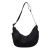 Bolsa de Dumpling Listrada de Moda de Nicho Estilo Coreano para Mulheres, Grande Capacidade, Bolsa Casual para o Dia a Dia, Bolsa de Ombro Transversal para Estudantes