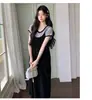 Ropa de Maternidad "Oxígeno Ligero y Ocio" Vestido de Maternidad para Mujer, Nuevo Estilo de Verano, Conjunto de Vestido Lencero de Embarazo de Gama Alta y Elegante