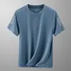Camiseta Esportiva Masculina de Verão com Três Listras, Manga Curta, Malha de Secagem Rápida, Fina, Respirável, Absorvente de Suor, Camiseta Esportiva Solta e Elástica