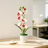 Día de Año Nuevo Top Grande Fondo Pequeño 7 Orquídeas Phalaenopsis Bonsái Decoración de Jardín para el Hogar Flor de Simulación Planta Verde Planta en Maceta Adorno