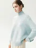 100% cachemira, nueva colección otoño 2026, suéter de cachemira para mujer con estampado floral, cuello semialto y puños divididos, perfecto como capa base