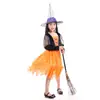 Fantasia Infantil de Halloween Meninas Bruxa cosplay Vestido de Princesa Vestido Vestir Fantasia Jardim de Infância Bruxa Fantasia Traje de Performance