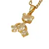 Cadena para Clavícula de Oso Elegante para Mujer, Colgante Transfronterizo Europeo y Americano, Nuevo Producto, Moda Versátil, Chapado en Cobre Dorado, Diamantes Incrustados de Alta Gama