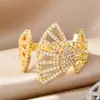 Estilo Exagerado Moda Nicho Anillo Espiral Full Circonita Hueco para Mujer Lujo Ligero Europeo y Americano Ajustable Anillo Abierto