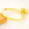 Pulsera Infantil Redonda de Empuje y Tirón Chapada en Oro Real de 24 Quilates Pulsera Infantil de Empuje y Tirón con Doble Cascabel Joyería que Conserva el Color