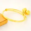 Pulsera Redonda de Empuje y Tirón para Niños, Pulsera para Niños Chapada en Oro de 24 Quilates con Doble Cascabel, Joyería que Conserva el Color