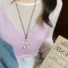 Colar com Pingente de Flor Vazada Blogger Coreano Ins Feminino High-End Cordão Preto Puxar Ajustável Corrente Longa para Suéter