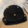 Gorro grueso estilo coreano de estrella azul tridimensional cálido para mujer, turbante de otoño e invierno, gorro de punto adelgazante para clima frío