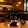 Cachecol Fofo Gatinho Preto Bolsa de Presente para Estudante Pingente Brinquedo de Pelúcia para Casal Chaveiro Decoração Pendente Corrente para Celular