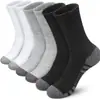 Meias atléticas masculinas de algodão na altura da panturrilha, calcanhar reforçado, duráveis, respiráveis, absorventes de suor, meias longas casuais, disponíveis em um conjunto de três cores: preto, branco e cinza