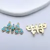 Goteo de aceite imitación verde quemando azul peonía orquídea trébol de cuatro hojas colgante diy horquilla antigua pendientes joyería chapada en oro accesorios